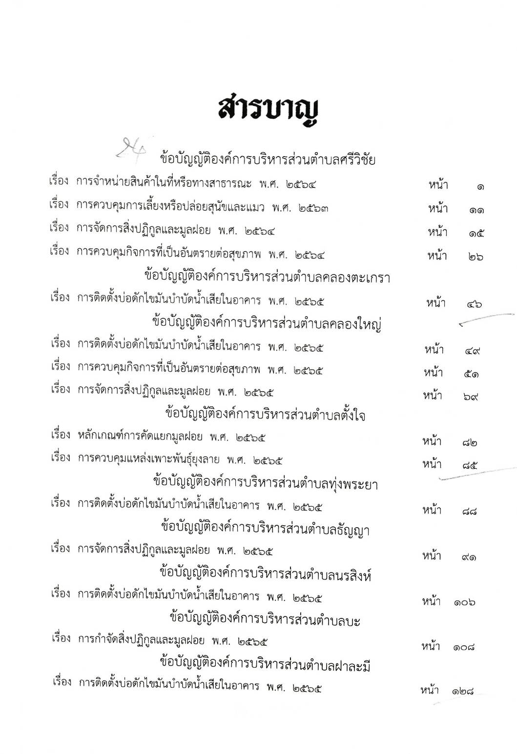 24 ข้อบัญญัติองค์การบริหารส่วนตำบล (ตอนพิเศษ 305/67)
