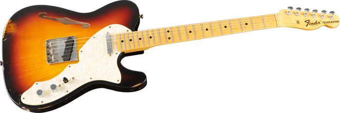 Fender Custom Shop Limited 1969 Relic Telecaster Thinline Electric Guitar 3-Tone Sunburst
