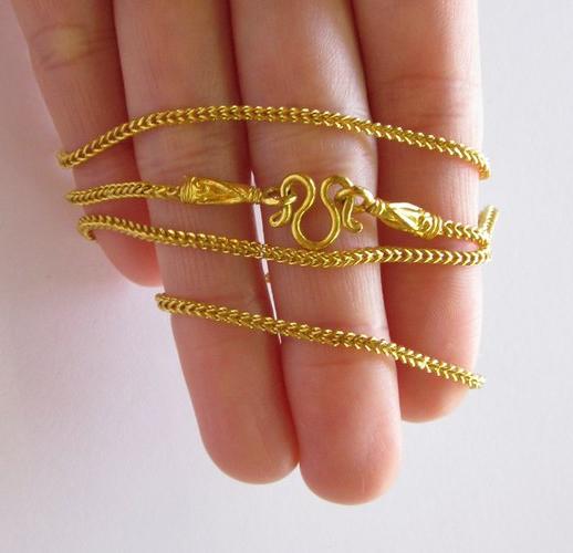 สร้อยคอ ทองแท้ 96.5% ลายสี่เสา แบบตัน - ยาว 24 นิ้ว - น้ำหนัก 15.2 กรัม (1 บาท)