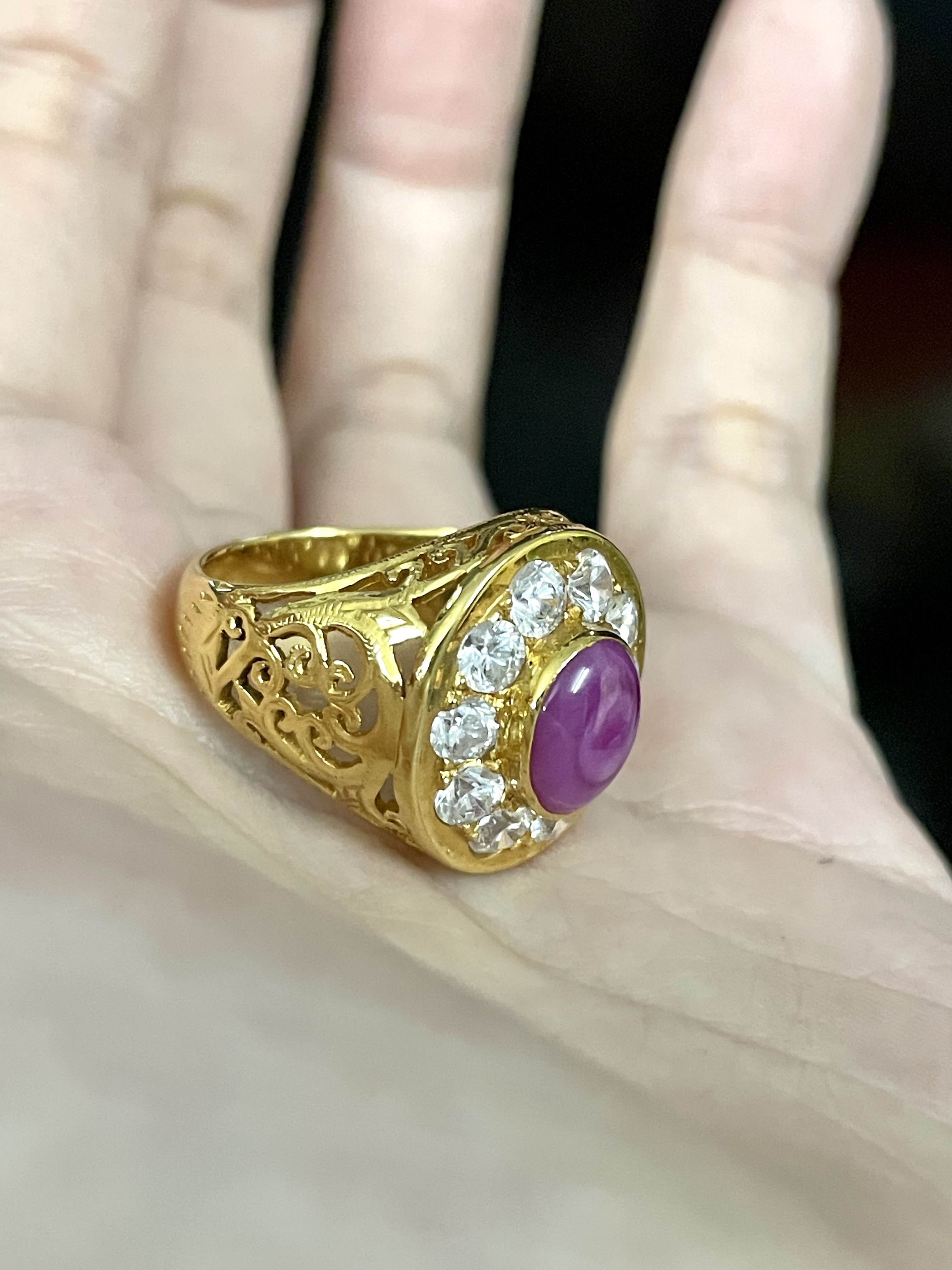 แหวนลิลลี่สตาร์ล้อมเพชรรัสเซีย ทองแท้