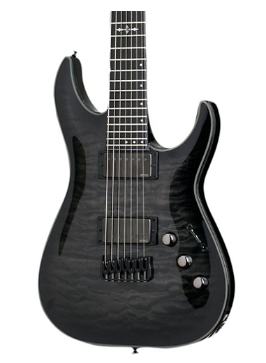 Schecter Guitar Research Hellraiser Hybrid C-7 7 String Electric Guitar Transparent Black Burst