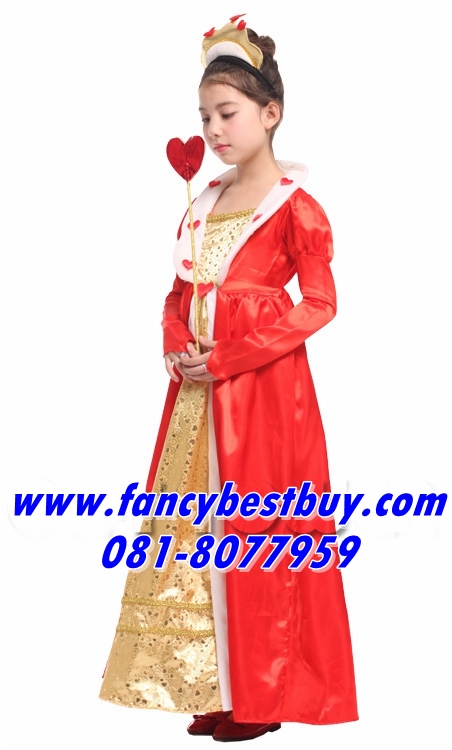 ชุดราชินี Queen Costume สำหรับแฟนซีเด็กหญิง เทพนิยายในปราสาทดีสนีย์ Disney Princess ขนาด L (ไม่รวมคทาหัวใจ)