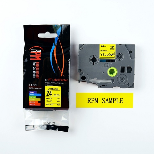 เทปพิมพ์อักษร Brother TZA-651 (แบบเทียบเท่า) RPM 24 มิล.