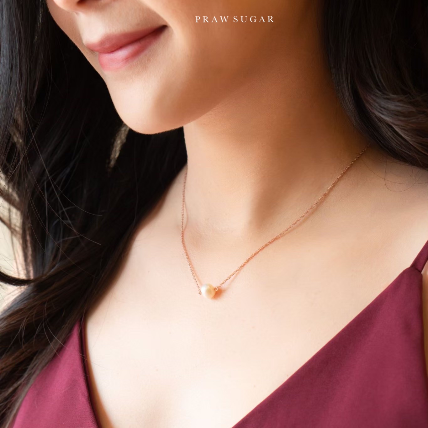 Mid Baroque Fresh Water Pearl Necklace - สร้อยคอจี้มุกแท้บาร็อคขนาดกลาง (มุกแท้+สร้อยเงินแท้)