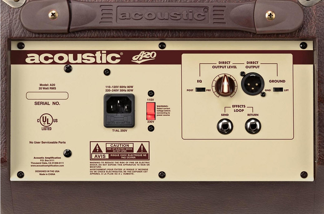 Acoustic A20 20W Acoustic Guitar Amplifier Brown/Tan