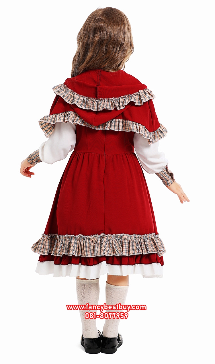 LOLITA ชุดหนูน้อยหมวกแดง Red Hat Girl ชุดแฟนซีเด็กหญิง สีแดง แบบคลาสิค S(105-120), M (120-130)