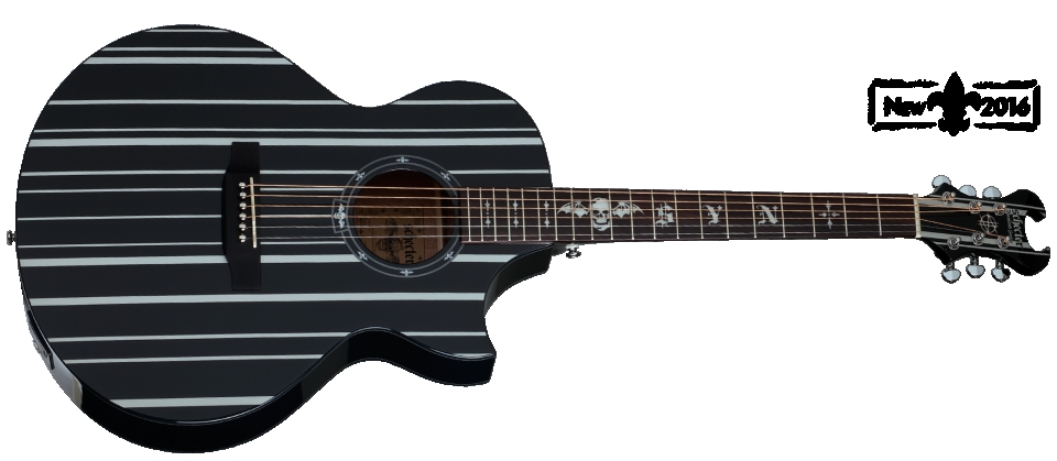 Schecter Synyster Gates Acoustic Electric Guitar Black Silver Stripes