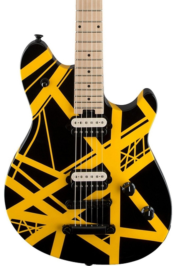 EVH Wolfgang Special Tunamatic Bridge Electric Guitar Black w/Yellow Stripes