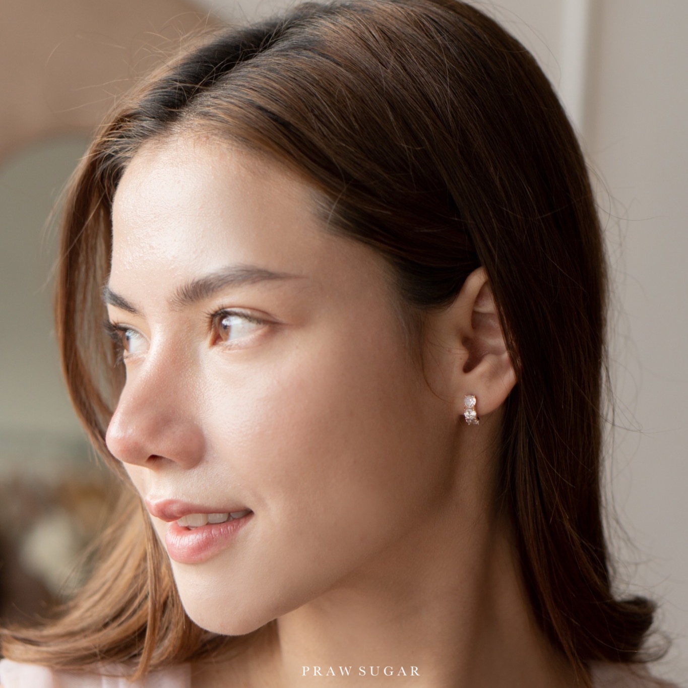 Tripple Crystal Earrings - ต่างหูคริสตัลเรียงทริบเปิล (มี 3 สี) (ก้านต่างหูเงินแท้)