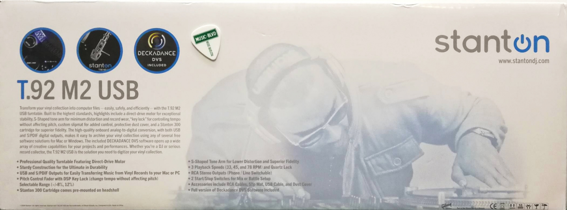 Stanton T.92 M2 USB Direct-Drive Turntable with Deckadance