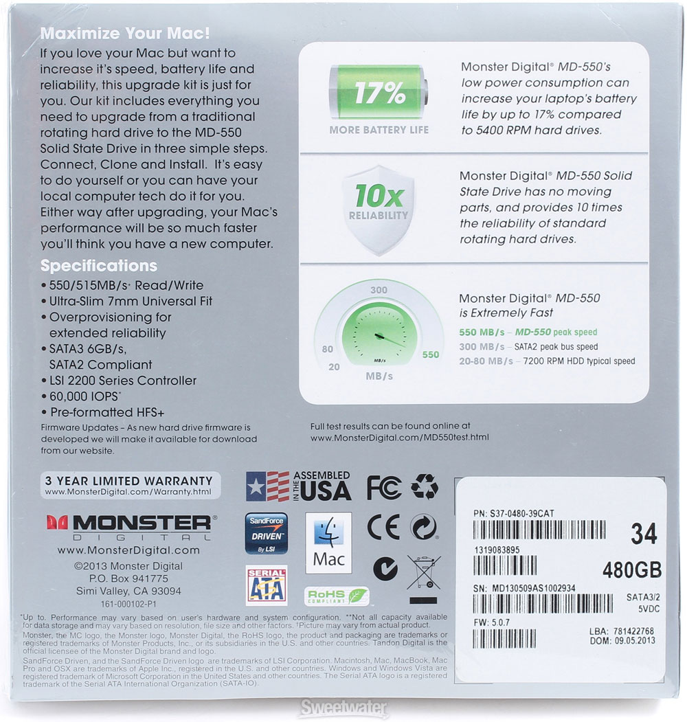 Monster Digital MD550 SSD Upgrade Kit - 480 GB