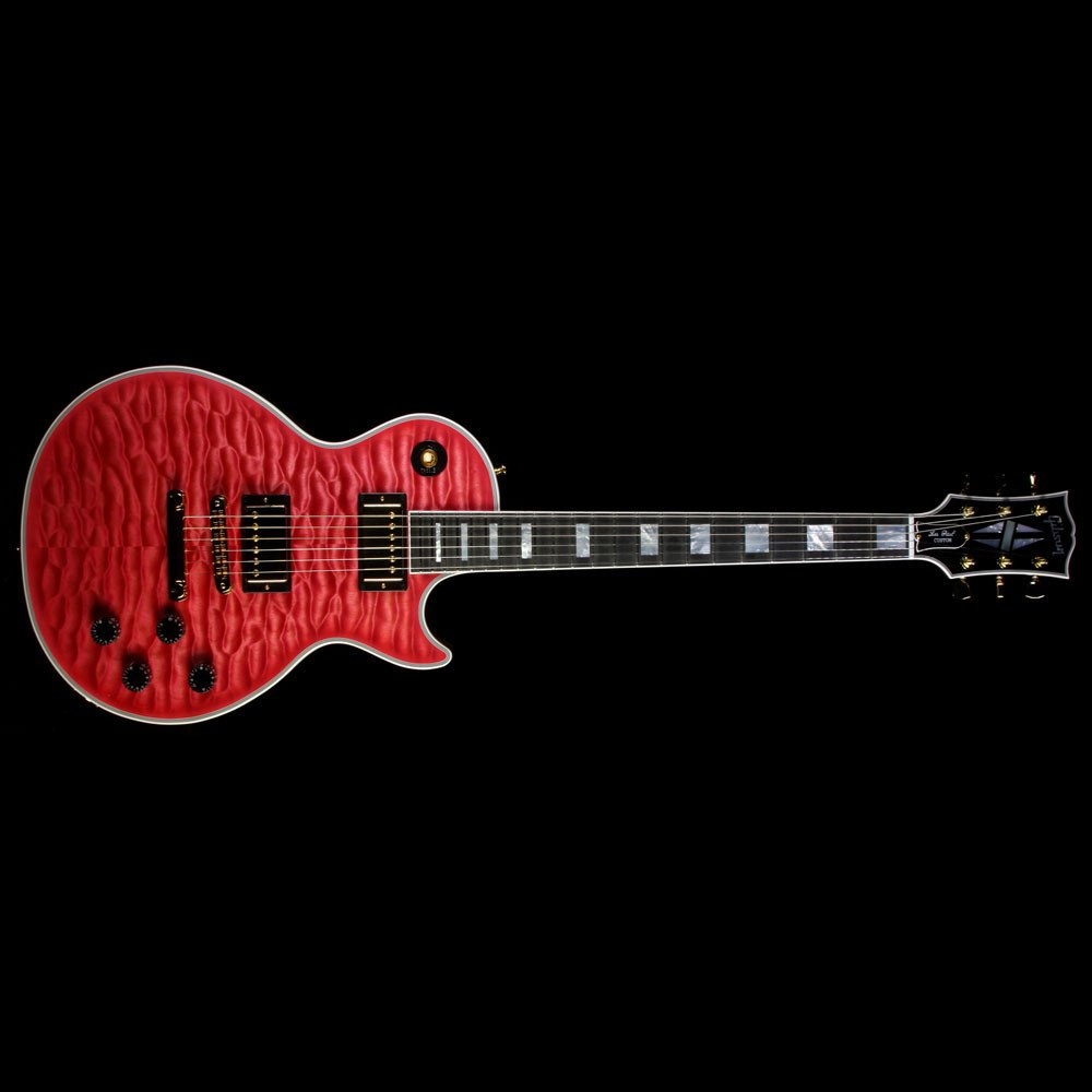 Gibson Custom Shop Zoo Select Les Paul Custom Quilt Top Electric Guitar Transparent Pink