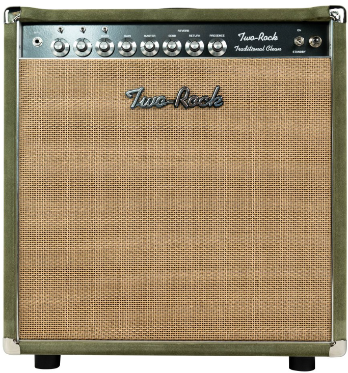Two Rock Traditional Clean 40 Watt Combo D-Style Moss Green Suede Cane Grill Silver Skirted Knobs