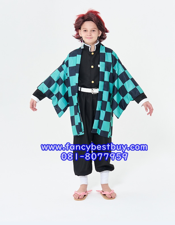 Tanjiro Kamado ชุดคอสเพลย์ ชุดกิโมโน การ์ตูนอนิเมะ Demon Slayer มีขนาด 120, 130, 140, 150