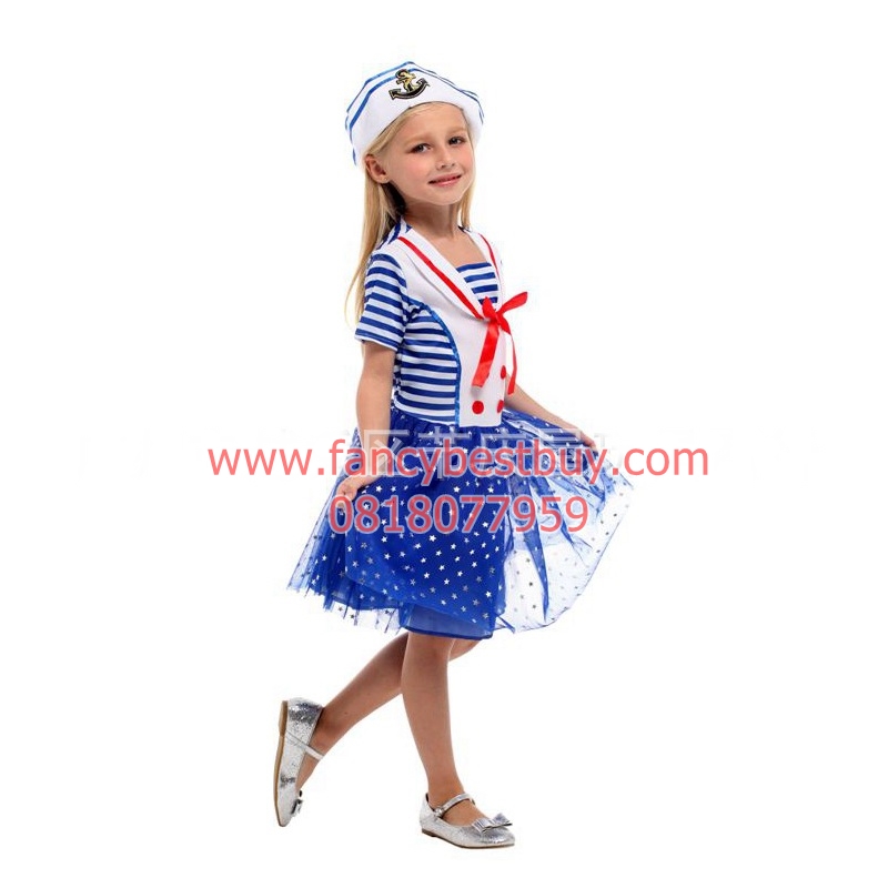 ชุดแฟนซีอาชีพ ชุดกะลาสี ชุดทหารเรือเด็กหญิง แบบที่ 3 มี ขนาด XL