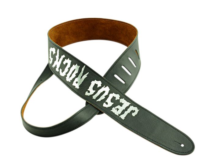 Perri's 2.5" Deluxe Embossed White Leather Guitar Strap