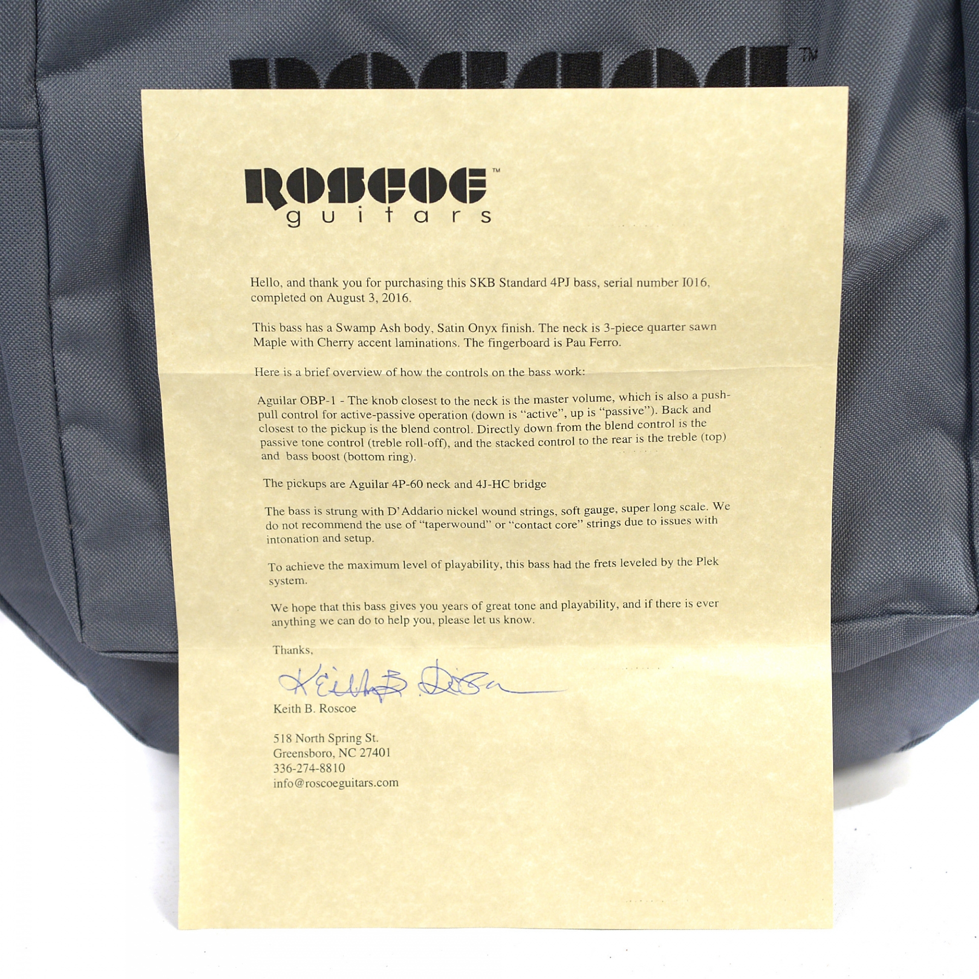 Roscoe SKB Standard 4, Swamp Ash Body No.I016