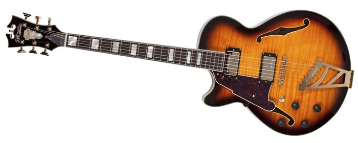 D'Angelico EX-SS Left-Handed Semi-Hollowbody Electric Guitar Vintage Sunburst