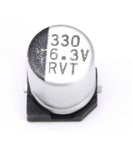 C กระป๋อง 6.3V 330uf SMD capacitor ขนาด 6*7มิลลิเมตร