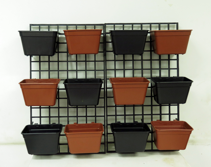 กระถางต้นไม้สวนแนวตั้งเหลี่ยมวางตั้งได้ สีอิฐ