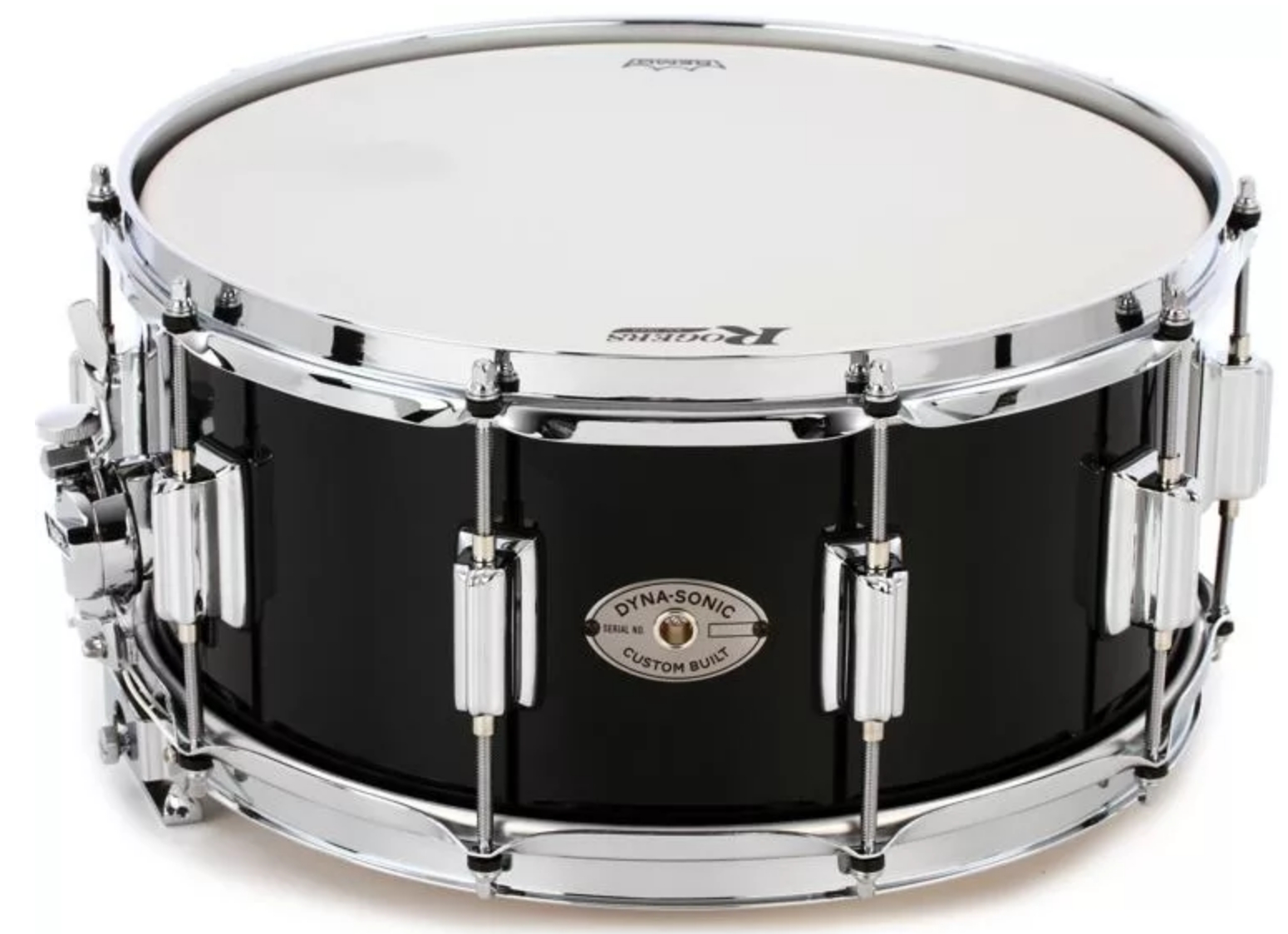 Rogers Drums Dyna-sonic Snare Drum - 6.5 x 14 Black Gloss Lacquer - Beavertail Lugs