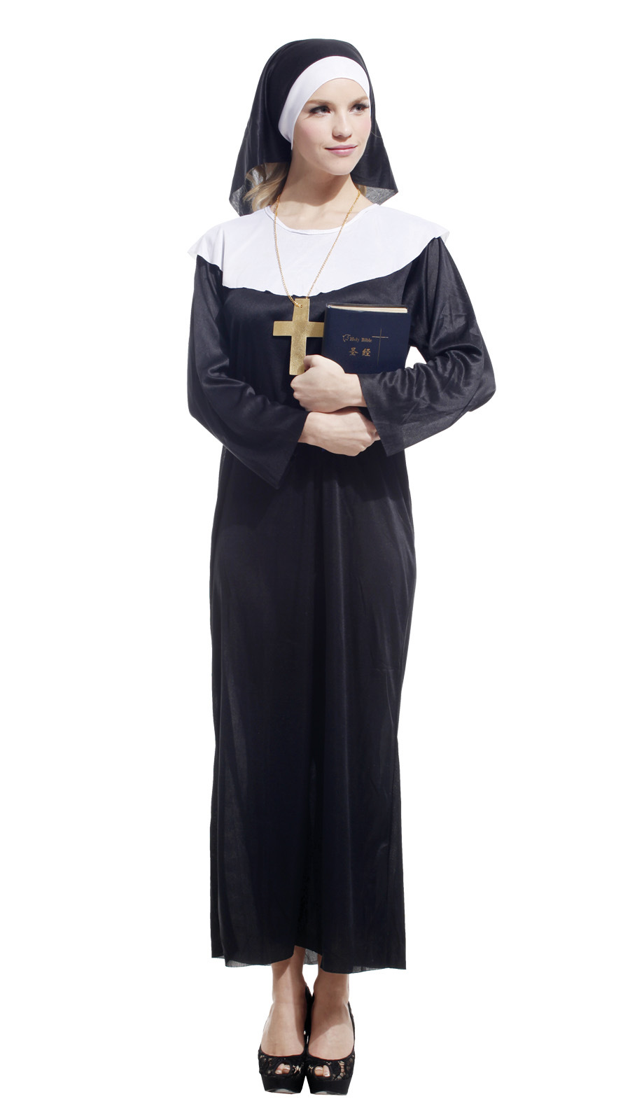 ชุดแฟนซีผู้หญิง ชุดแม่ชี Nun ขนาดฟรีไซด์