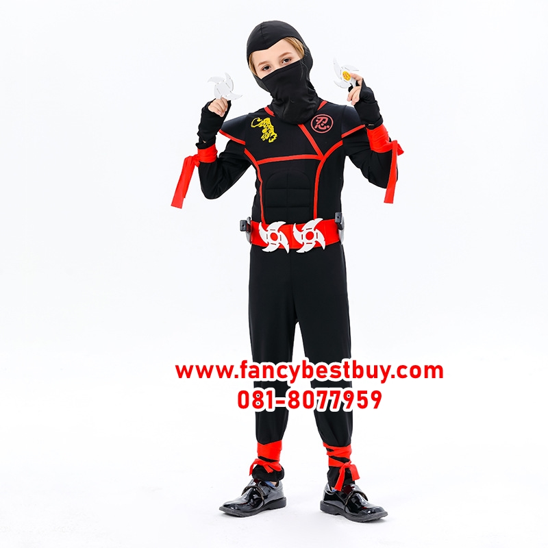ชุดแฟนซีเด็กนินจาฮาโตริ สีดำ Black Ninja พร้อมอาวุธ ครบเซ็ต มีขนาด M 120-130, L 130-140, XL 140-150