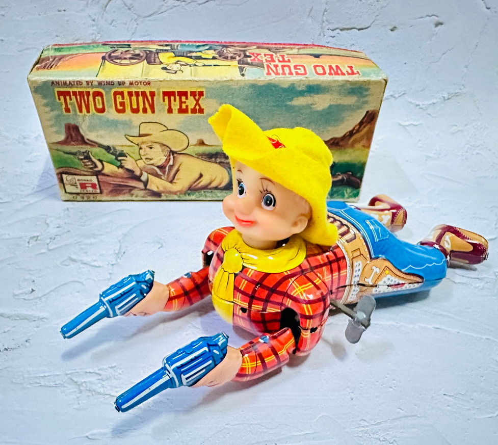 60s TPS Shooting Cowboy Vintage Tin Toy Japan