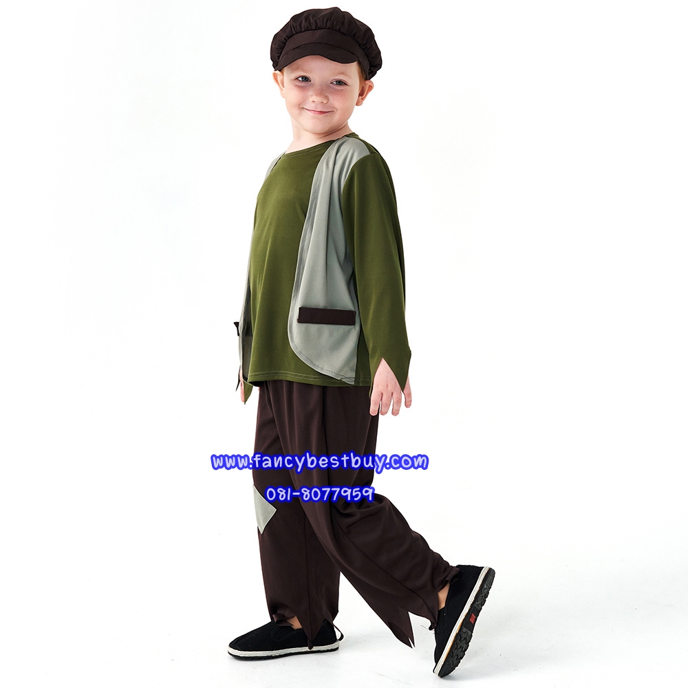 ชุดขอทาน ชุดคนจน Beggar, Poor Boy ชุดชาวบ้านยุโรป ชุดแฟนซีเด็ก มีขนาด XS 95-110