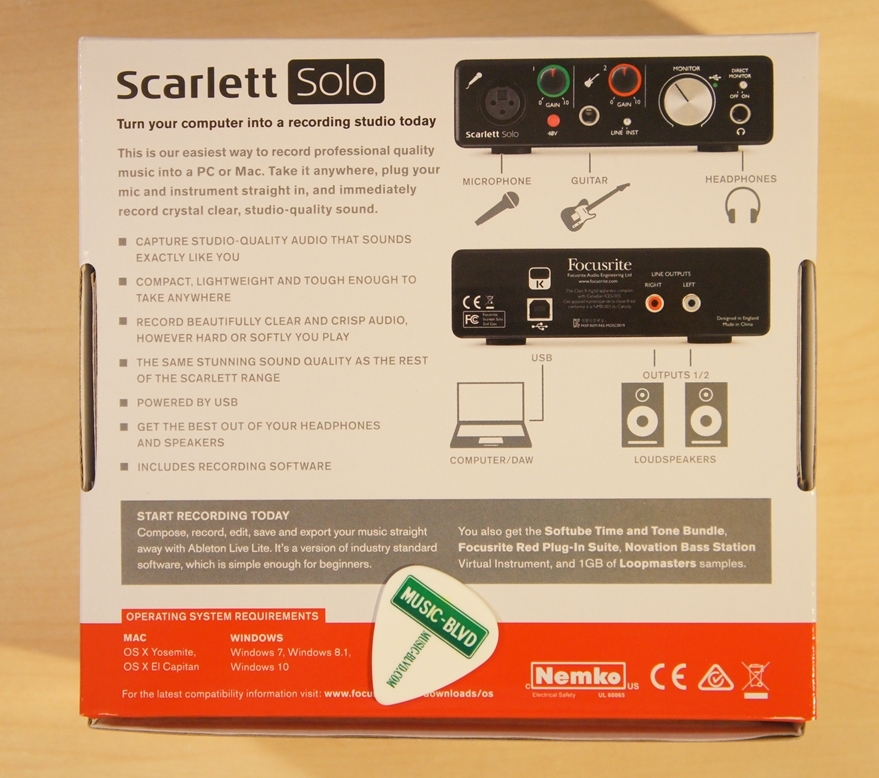 Focusrite Scarlett Solo (2nd Gen) USB Audio Interface