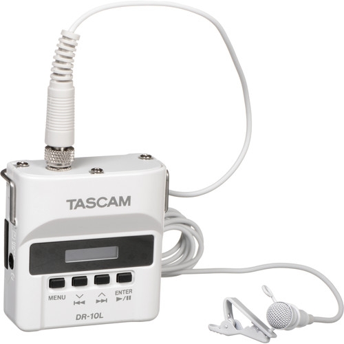 Tascam DR-10L Digital Audio Recorder with Lavalier Mic (White)