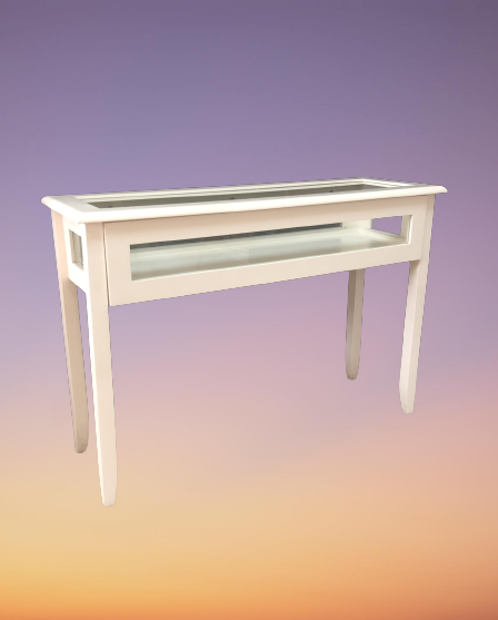 โต๊ะคอนโซลไม้ กระจกรอบ สไลด์เปิดด้านหน้า รุ่น Tango ขนาด W 112 x D 38 x H 76 (110) Cms. สีขาว และสีน้ำตาล