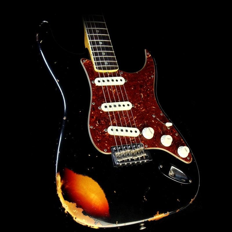 Fender Custom Shop 67 Stratocaster Relic Electric Guitar - Aged Black over 3-Tone Sunburst