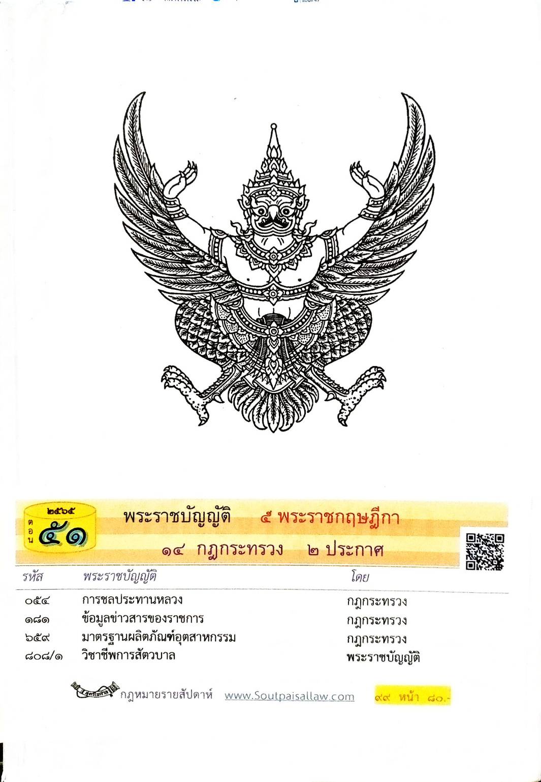 กฎหมายใหม่ปี 2565 ตอนที่ 51 พระราชบัญญัติ 5 พระราชกฤษฎีกา 14 กฎกระทรวง 2 ประกาศ