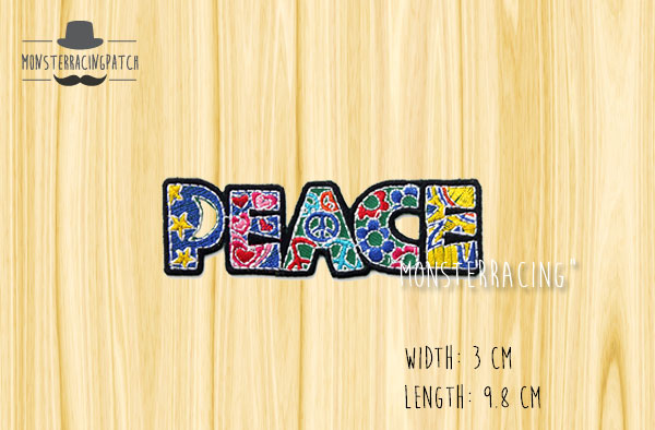 ตัวรีดติดเสื้อน่ารักๆ อาร์มรีดติดเสื้อ ลายการ์ตูน สติ๊กเกอร์รีดติดเสื้อ สีรุ้ง ลาย PEACE พีช