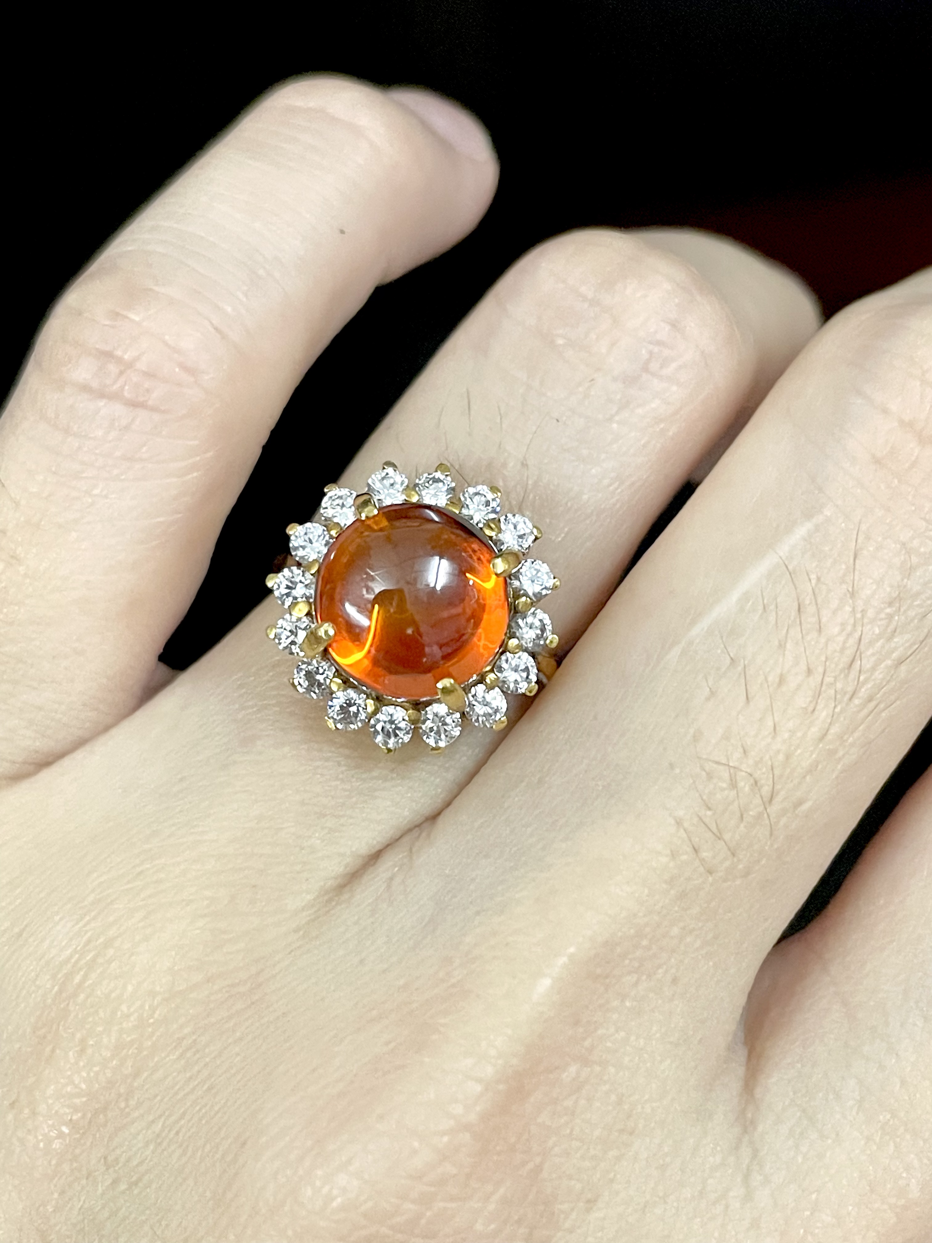 แหวนอำพัน ล้อมเพชรรัสเซีย ทองแท้