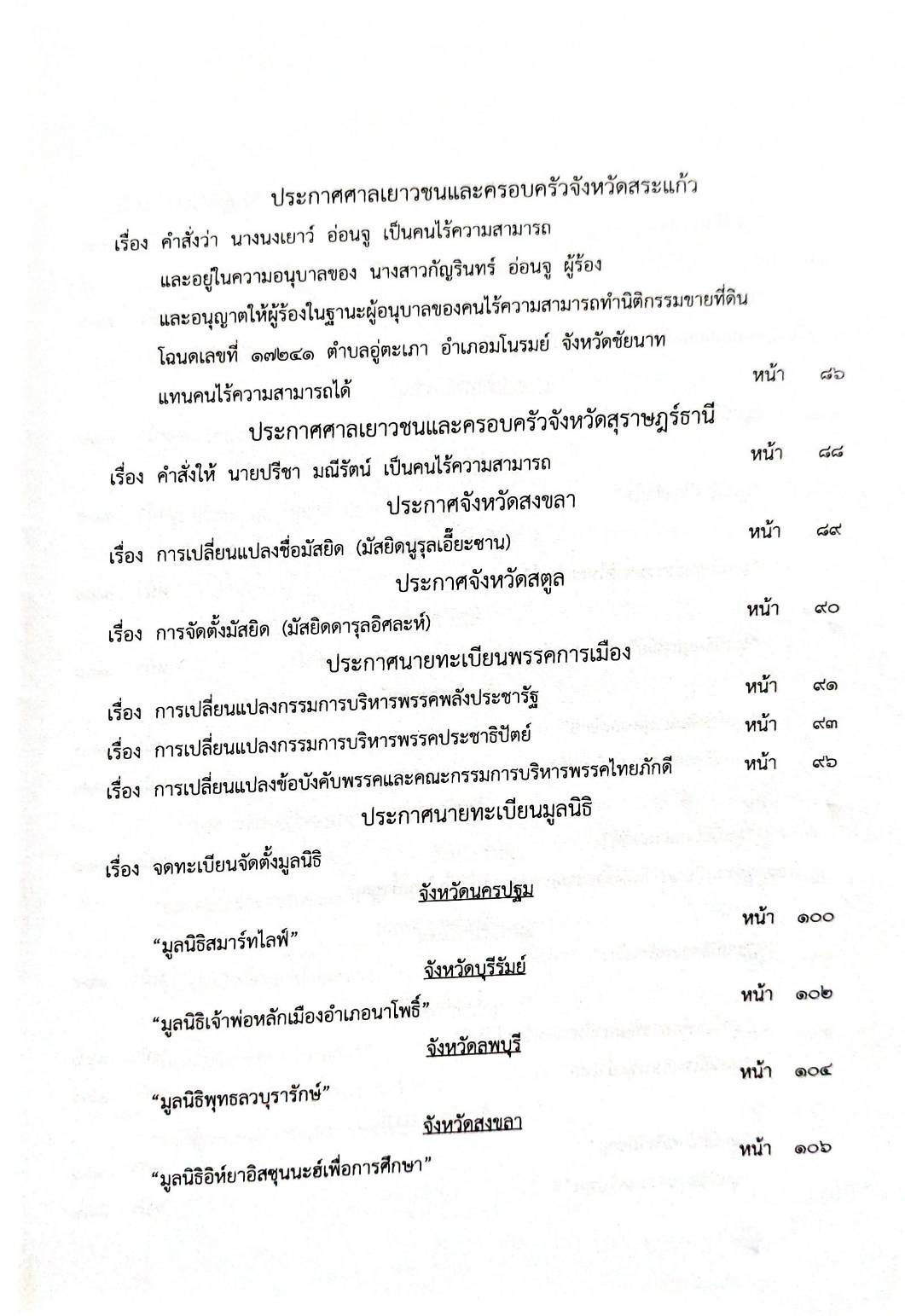 กฎหมายออกใหม่ 31/65 ประกาศกระทรวงการคลัง ฐานะการเงินฯ ประกาศสภาฯ ตั้งคณะกรรมาธิการ ประกาศศาลเยาวชนและครอบครัวจังหวัด....