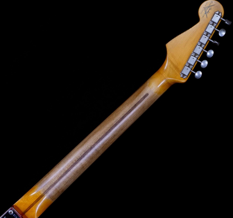 FENDER CUSTOM SHOP LIMITED EDITION 1957 STRATOCASTER HEAVY RELIC HAND-WOUND PICKUPS FIESTA RED OVER 2 TONE SUNBURST