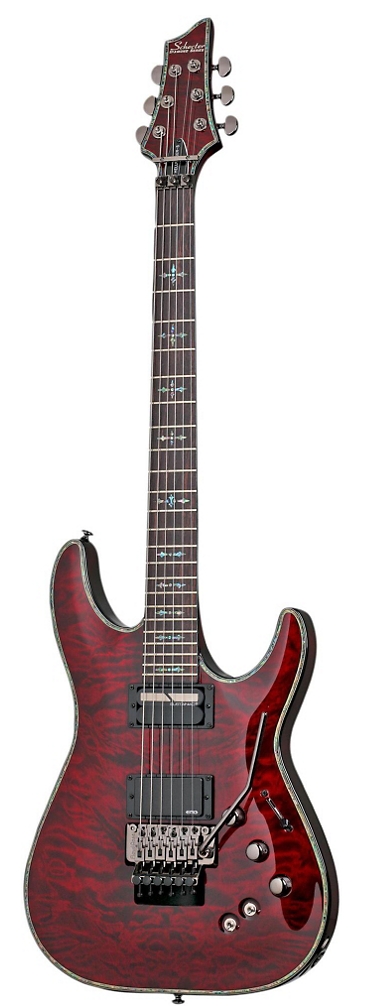 Schecter Guitar Research Hellraiser C-1 with Floyd Rose Sustaniac Left-Handed Electric Guitar Black Cherry