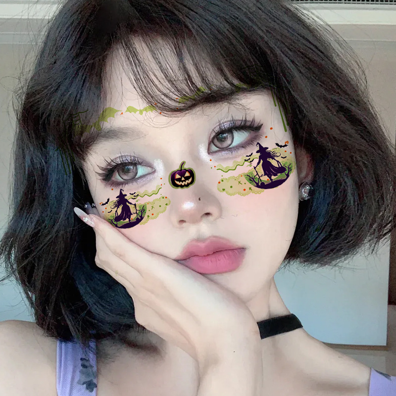 สติ๊กเกอร์แทททูแต่งหน้า ฮาโลวีน2024 SIZE 12*15.8 cm