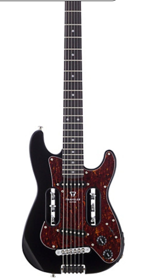 Traveler Guitar EG-2 Standard Electric Travel Guitar with Deluxe Gig Bag Black