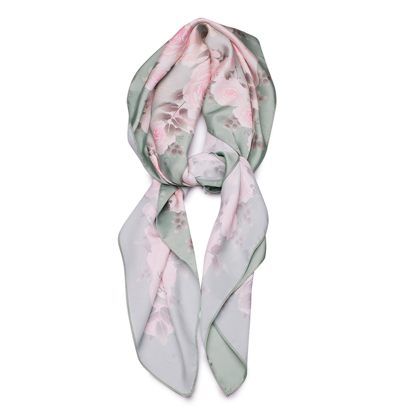 Signature Rose Scarf - ผ้าพันคอลายกุหลาบรุ่นซิกเนเจอร์ (มี 12 สี)