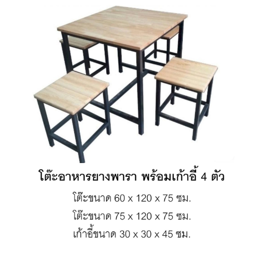 โต๊ะอาหารไม้ยางพารา พร้อมเก้าอี้ 4 ตัว โต๊ะโรงอาหาร,โต๊ะเก้าอี้ไม้,ชุดโต๊ะเก้าอี้ไม้, โต๊ะเก้าอี้โรงอาหาร, โต๊ะโรงอาหารโรงเรียน บริษัท โรงพยาบาล โรงงาน รับผลิตเฟอร์นิเจอร์