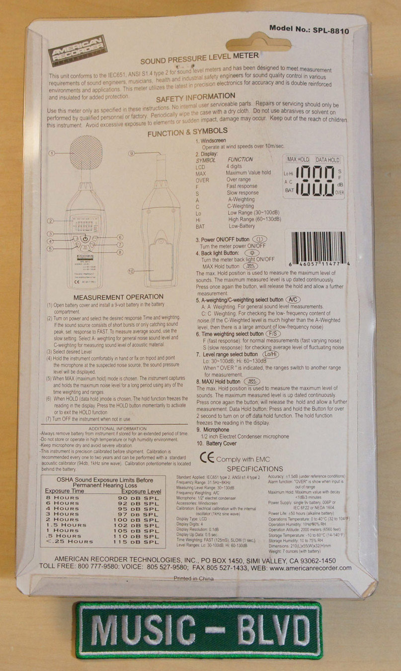 American Recorder Technologies Sound Level Meter