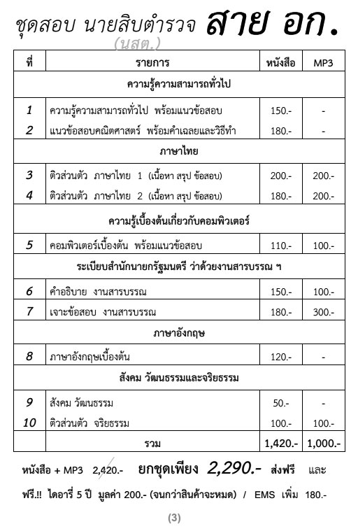 ชุดสอบ นสต. นายสิบตำรวจ บุคคลภายนอก สอบสายปราบปราม อำนวยการ