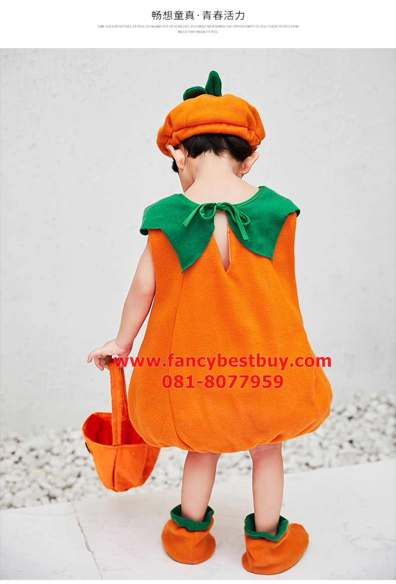 ชุดฟักทอง แบบเสริมฟองน้ำช่วงตัว ชุดฮาโลวีน ชุดแฟนซีเด็กทารก สำหรับวันฮาโลวีน ใช้ได้ทั้งเด็กชายหญิง ขนาด 90, 100, 110, 120, 130, 140