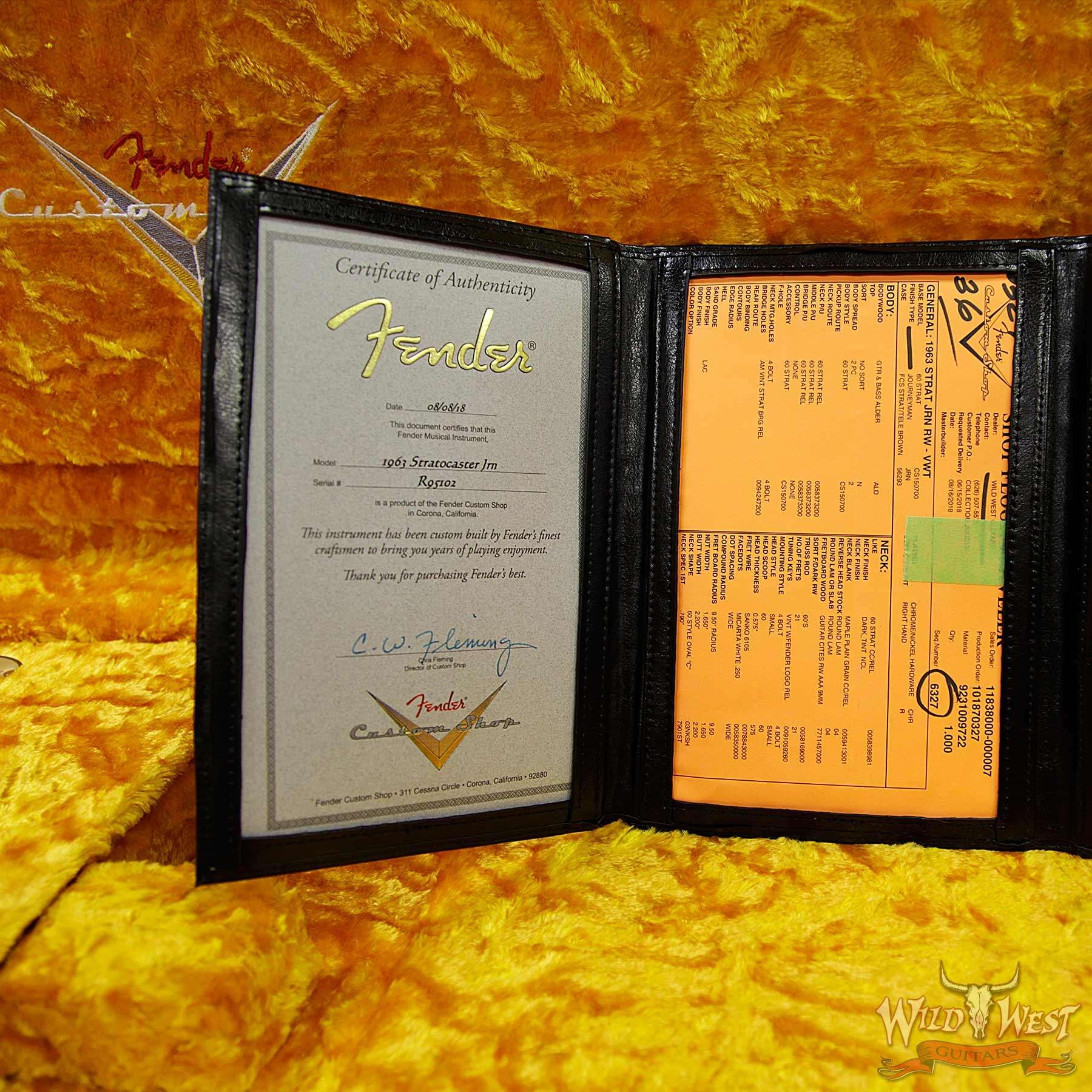 Fender Custom Shop 1963 Stratocaster Journeyman Relic with Dirty Neck Rosewood Board - Vintage White