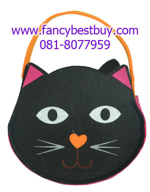 กระเป๋าสะพายลายแมว สำหรับประกอบเทศกาลฮาโลวีน ขนาด 17*15 ซม. หนา 6 ซม. (ขายคู่กับชุดแฟนซี)