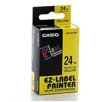 เทปพิมพ์อักษร Casio XR-24YW1 - 24 มม. ตัวอักษรดำพื้นสีเหลือง