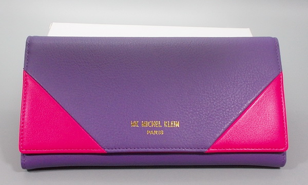 กระเป๋าสตางค์ MICHEL KLEIN - PARIS ม่วง-ชมพู ใหม่ แท้